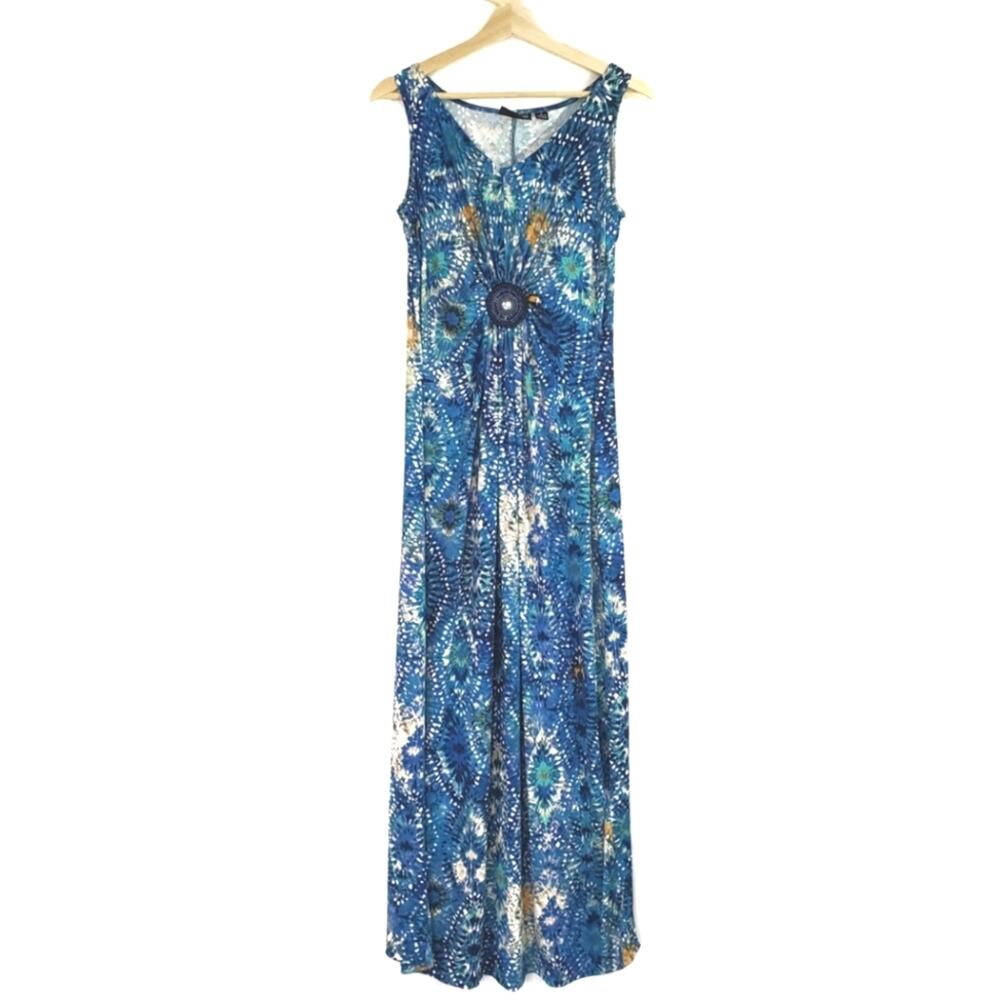 Nina Leonard | Abstract Beaded Maxi Dress